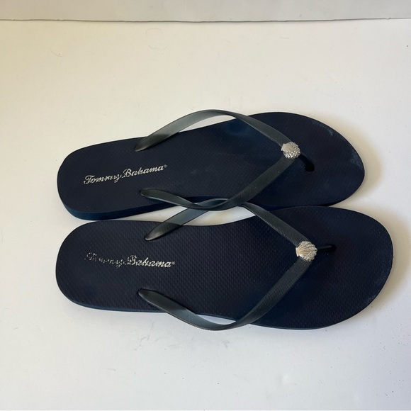 Tommy Bahama Navy Seashell Jewel Flip Flops Sandals 11/12 - Picture 5 of 7